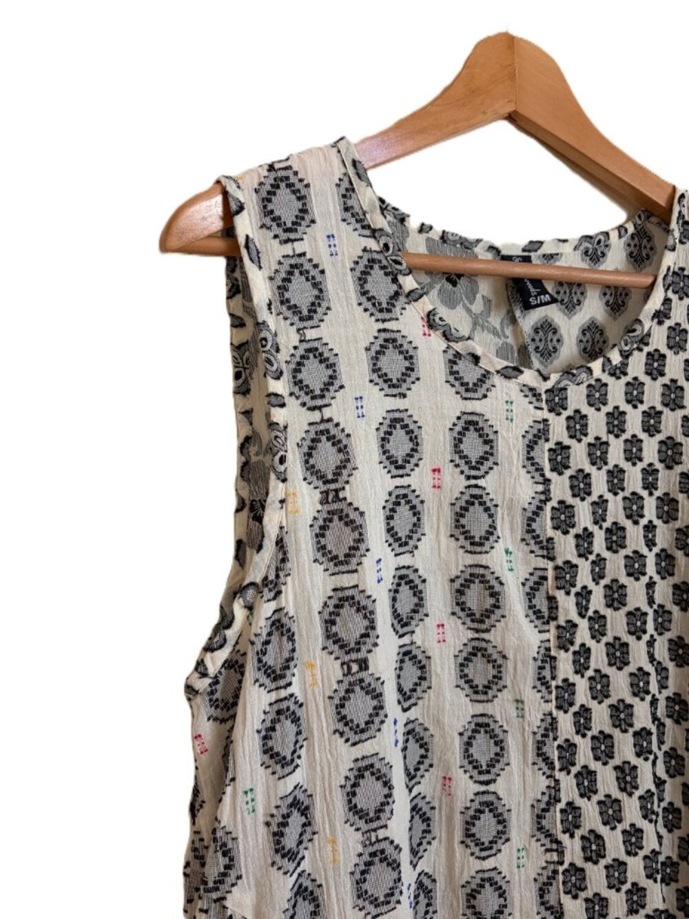 Sacred Threads Lantern Dress S/M Sleeveless Cotton Floral Geometric - Picture 8 of 11